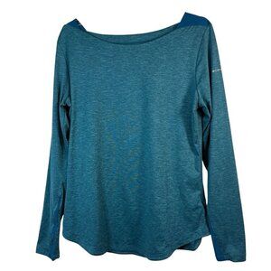 Columbia Boat Neck Top Women's Size Large Blue Green Space Dye Long Sleeves